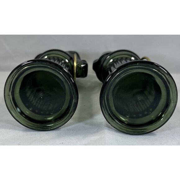 AVON Pony Post Decanter, Leather After Shave Lotion Glass Bottle, Green Lot Of 2 - Picture 7 of 13